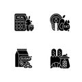 Food for weight loss black glyph icons set on white space