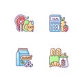 Food for weight loss RGB color icons set