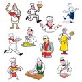 Food Worker Cartoon Set