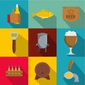 Foodie icons set, flat style