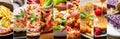 Foods collage of various meals Royalty Free Stock Photo