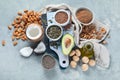 Foods high in plantbased fats Royalty Free Stock Photo