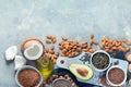 Foods high in plantbased fats Royalty Free Stock Photo