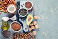 Foods high in plantbased fats Royalty Free Stock Photo