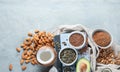 Foods high in plantbased fats Royalty Free Stock Photo