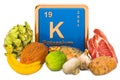 Foods Highest in Potassium, 3D rendering