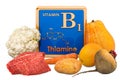 Foods Highest in Vitamin B1, Thiamin. 3D rendering