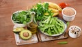 Foods highest in Vitamin K on a wooden board. Healthy eating. Royalty Free Stock Photo