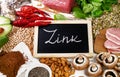 Foods Highest in Zink. Healthy diet food. Royalty Free Stock Photo