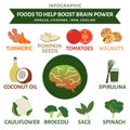 Foods to help boost brain power infographic, vegetable and fruit