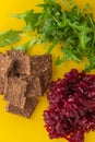 Foods to increase hemoglobin - beets, arugula and rye bread