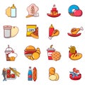 Foodstuff icons set, cartoon style