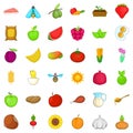 Foodstuff icons set, cartoon style