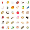 Foodstuff icons set, isometric style