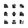 Foodstuff for nourishment black glyph icons set on white space