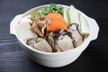 Foodstuffs of Oyster and Vegetable Hot Pot