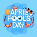 Fool Day April Holiday Greeting Card Banner Comic Crazy Eyes