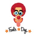 Fool Day Comic Crazy Clown Head April Holiday Greeting Card Banner