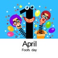 Fool Day Comic Crazy Clown Head In Surprise Box April