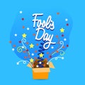 Fool Day Surprise Box April Holiday Greeting Card Banner