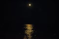 The fool moon over the sea and the moonpath Royalty Free Stock Photo