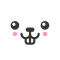 Foolish kawaii cute emotion face, emoticon vector icon