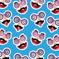 Fools day mask mustache tongue out silly glasses pattern Royalty Free Stock Photo