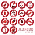 Foor allergies icons vector set