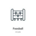 Foosball outline vector icon. Thin line black foosball icon, flat vector simple element illustration from editable arcade concept