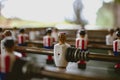 Foosball player in outer play Royalty Free Stock Photo