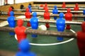 Foosball table with ball in focus