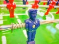 Foosball. Table with red and blue players detail perspective. Royalty Free Stock Photo