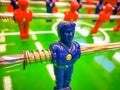 Foosball. Table with red and blue players detail perspective. Royalty Free Stock Photo