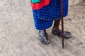 Foot of an african masai man in traditional sandals shoes.
