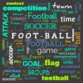 foot ball word cloud,text,word cloud use for banner, painting, motivation, web-page, website background, t-shirt & shirt printing Royalty Free Stock Photo