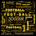 foot ball word cloud,text,word cloud use for banner, painting, motivation, web-page, website background, t-shirt & shirt printing Royalty Free Stock Photo