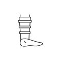 Foot bandage body fracture icon. Simple line, outline  of human skeleton icons for ui and ux, website or mobile application Royalty Free Stock Photo