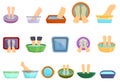 Foot bath icons set, cartoon style Royalty Free Stock Photo