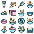 Foot bath icons set vector flat