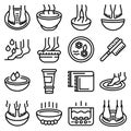 Foot bath icons set, outline style