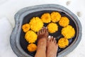 Foot bath and spa pedicure treatment