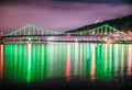 Foot bridge in Kiev at night. Ukraine Royalty Free Stock Photo