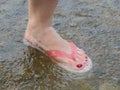 Foot in the bubble water Royalty Free Stock Photo