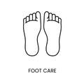 Foot care, feet line icon vector for diabetes education materials
