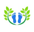 Foot and care green icon logo template, Foot and ankle healthcare logo vector.