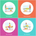 Foot and Facial Self Massage Care Icons Set Vector