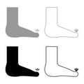 Foot finger care pedicure concept human ankle sole naked set icon grey black color vector illustration image solid fill outline