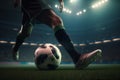 foot game kick stadium ball soccer goal competition sport football. Generative AI. Royalty Free Stock Photo