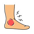 foot gout pain symptom color icon vector illustration