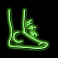 foot gout pain symptom neon glow icon illustration